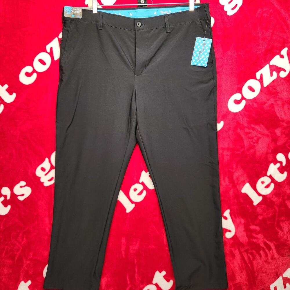 Birdie Bound Golf Performance Pants Mens 42x30 Black 4 Way Stretch Flex Waist...